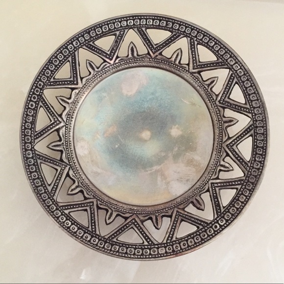 Bronze Metal Celestial Sun Engraved Candle Holder - Picture 1 of 8